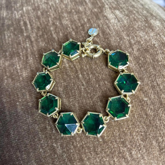 Talbots emerald green crystal bracelet gold toned